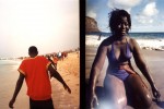 une fille et un garçon à la plage, série rouge, à Dakar au Sénégal en 2001 © Photo Deborah Metsch