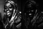 Mon amie Somalienne rit, série noir et blanc, au Ghana, en 2000 © Photo Deborah Metsch